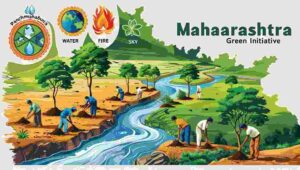 महाराष्ट्र माझी वसुंधरा अभियान 6.0 लोगो और हरित पर्यावरण