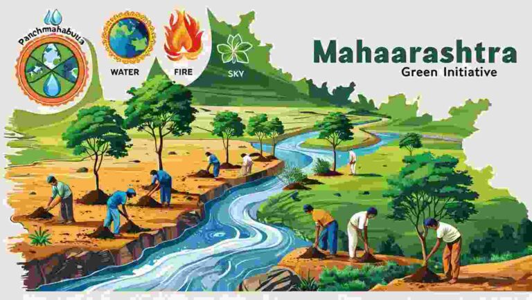 महाराष्ट्र माझी वसुंधरा अभियान 6.0 लोगो और हरित पर्यावरण